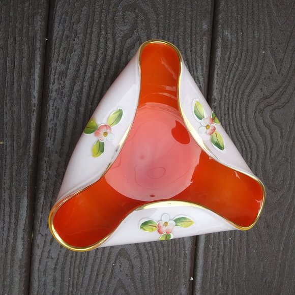 encased glass trifold candy trinket dish ashtray art glass - Picture 4 of 10